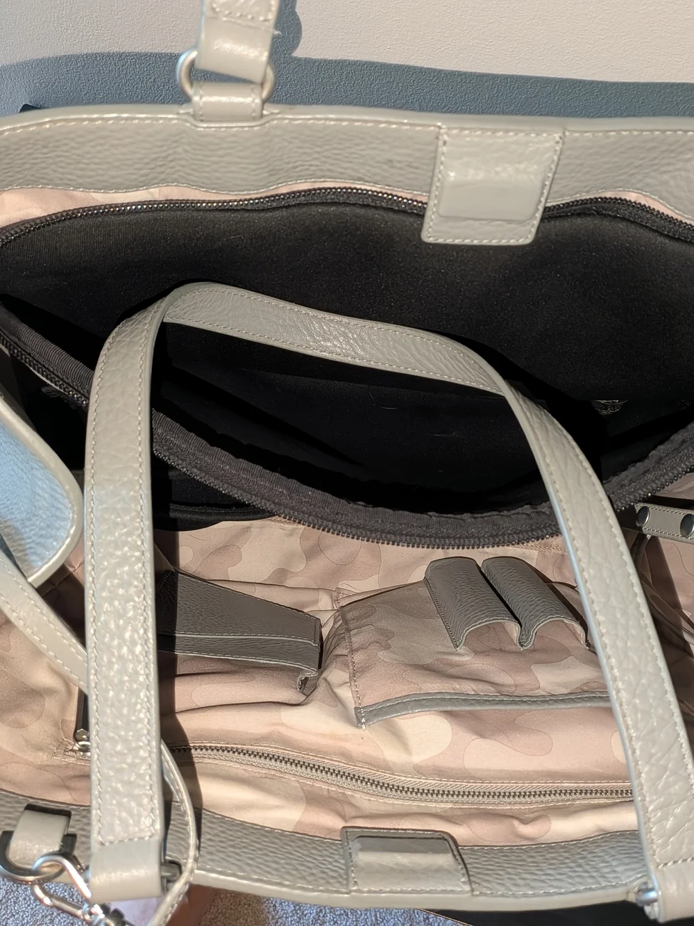 Dagne Dover Gray Pebbled Leather Allyn Tote